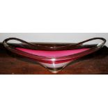 A large Murano glass fruit dish of oval form with various graduated colours, 47cm wide