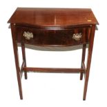 A Georgian style mahogany serpentine fronted side table with moulded top, one drawer under with