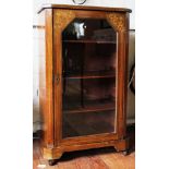 An early 19th century mahogany side cabinet with all-over string inlay, brass 3/4 gallery, marquetry