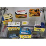 Seven Matchbox 1-75 series, including Commer 'Radio Rentals' Van with ladder and three TV sets,