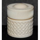 An ivory pot with cover, 4cm The Art Deco Carvings of W. G. Collins (1872-1959) Worshipful Company