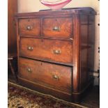 A Victorian mahogany chest of two small and two long graduating drawers with moulded top, cock