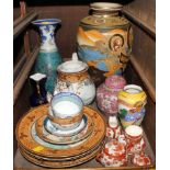 An assortment of late 19th, early 20th century ceramic vases, plates, etc