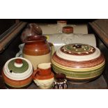 An assortment of household ceramic items, to include bed warmers, potpourri dish, etc