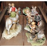 An assortment of five Capodimonte figurines of ladies and gents