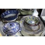 An assortment of late 19th century, early 20th century bowls, serving plates, etc