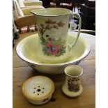 An early 19th, 20th century 'Chalet' ewer and wash bowl with matching vase and soap box