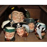 A selection of six Royal Doulton character jugs, to include 'Mine Host' (6)
