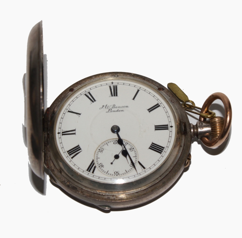 A silver half Hunter pocket watch by Benson - Image 2 of 2