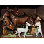 A selection of household ceramic figurines of horses