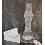 A Lalique Paris 2006 'Vibration' candlestick holder with silver plated sconce, the central stem with