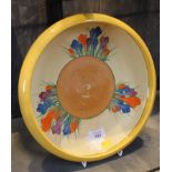 An Art Deco Clarice Cliff 'Bizarre' range crocus circular dish, 28cm diameter