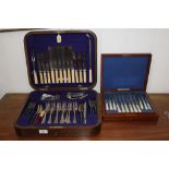A John Barker and Co. Limited, Kensington, canteen of silver plated cutlery in oak stained box,