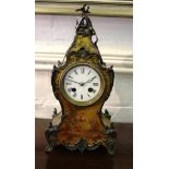A 19th century French ormolu mounted mantle clock with hand painted waisted wooden case depicting