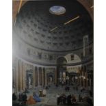 A 19th century coloured interior print of the Pantheon, Rome, framed and mounted, 78cm x 58cm