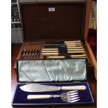 A Walker and Hall Sheffield forty-one piece silver plated canteen of cutlery in oak cased box and