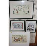 A selection of four Louis Wain prints of cats, framed and mounted