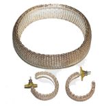 A silver mesh bracelet, matching earrings by Tiffany and Co.