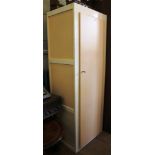 A mid-20th century white and cream painted kitchen unit with shelved interior, 168H x 61W x 45cmD