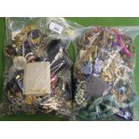 Two large bags of costume jewellery