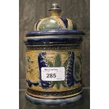A Bailey Fulham stoneware tobacco jar and cover, late 19th century, with incised foliate