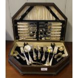 A silver plate cutlery canteen, original box