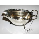 A silver sauce boat on three hoof feet by Maplin and Webb, London, 1933