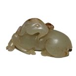 A mutton fat jade goat, 5.5cm