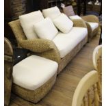 An 'Orangery' two-seat sofa with matching chair, side table, foot rest and matching coffee table