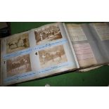 A scrap book album of late 19th century sepia photographs of race horses with family tree details