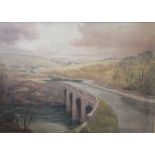 Watson Charlton, watercolour Scottish Dam Bridge, 52cm x 74cm, framed, signed bottom right