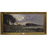 Unsigned OOC, A Stormy Day, Sandwich, 46cm x 94cm in gilt frame, dated 1882