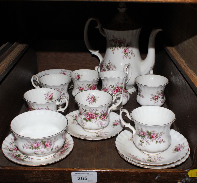 A Royal Albert lavender rose coffee service, fifteen pieces