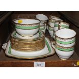 A Royal Albert green and gold tea service, thirty five pieces