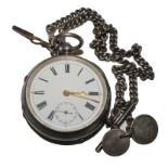 Silver pocket watch, double Albert