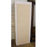 A mid-20th century white and cream painted kitchen unit with shelved interior, 168H x 61W x 45cmD