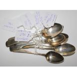 A lot of seven silver tea and coffee spoons, mixed dates