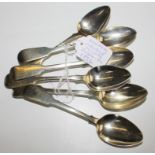 A set of six silver tea spoons, mixed dates