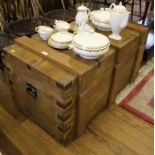 A large camphor wood chest with brass corner fittings, 106cm wide