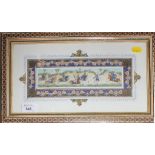 A Persian miniature painting on ivory depicting an early game of polo, mounted in original table-