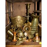 A collection of brass mixed items