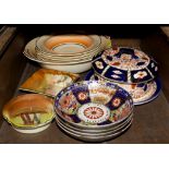 Four Spode saucers, Arthur Wood bowl and cover, two Royal Doulton dishes, Wedgwood deco bowls