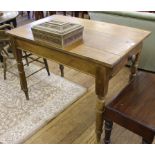 An old pine kitchen table, single drawer under, 80H x 106W x 66cmD