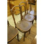 Four bentwood bandstand chairs with pressed wood seats