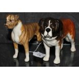 A Beswick brindle Boxer dog, Blue Mountin Greta, and a Beswick St. Bernard, Corna Garth Stroller,