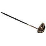 A Georgian silver punch ladle with wooden twist handle, London 1810