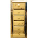 A modern pine chest with six drawers, 110H x 40W x 30cmD