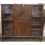 An Edwardian secretaire display cabinet, twin glazed doors, two glass shelves, 109H x 88W x 30cmD