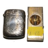 A silver Birmingham 1894 vesta together with a Domatus cigar cutter