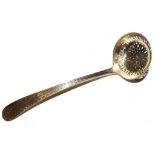 A Victorian silver sifter spoon with bright cut decoration by Elkington, Birmingham 1891